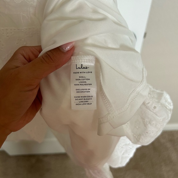 Lulu’s Sicilian Sun White Eyelet Embroidered Ruffled Lace-Up Midi Dress - Picture 5 of 5